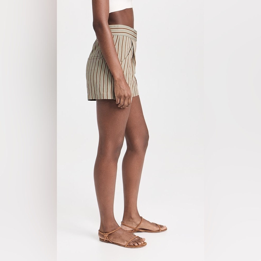 Veronica Beard Elbe striped short 4 High Rise Green Seafoam - Picture 6 of 13